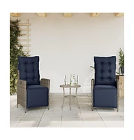 vidaXL Reclining Patio Chairs 2 pcs with Footrest Gray Poly Rattan