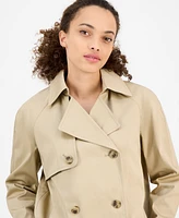 Ak Anne Klein Petite Short Double-Breasted Trench Coat