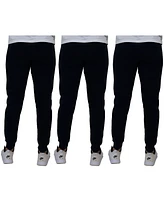 Galaxy By Harvic Men's Pro Star Slim Fit Fleece Lined Joggers-3 Pack