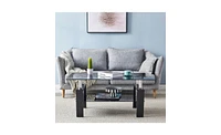 Slickblue Two-Tier Tempered Glass Coffee Table for Modern and Elegant Living Room Decor