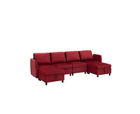 gaomon 86 Inch Sofa With Petal & Comfortable Cushion, Comfy Modern 9-Seats Sofa For Living Room & Bedroom, Removable Medium Firm Sofa Cushion, Breatha