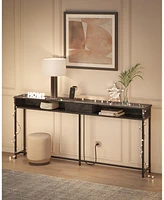 Slickblue Narrow Console Table with 2 Outlets and Usb Ports for Sofa or Entryway