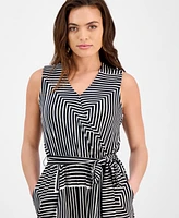 I.n.c. International Concepts Petite Geometric Tie-Waist Sleeveless Jumpsuit, Exclusively at Macy's