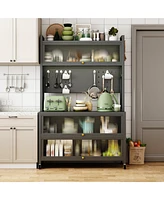 Lovmor Kitchen Storage Cabinets - Bakers Rack Countertop, Microwave Oven Shelf Cabinet, Storage Organizer