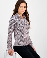 I.n.c. International Concepts Petite Geometric-Print Utility Shirt, Exclusively at Macy's