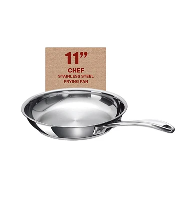 Alva Chef Stainless Steel Frying Pan Skillet 11" - Versatile Cooking Pan