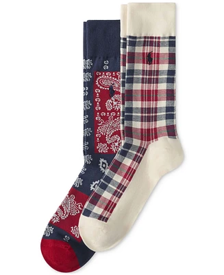 Polo Ralph Lauren Men's 2-Pk. Plaid & Bandana Slack Socks