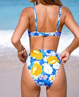 Cupshe Women's Peaceful Garden Push-Up Bikini Top & Tummy Control Bottoms Set