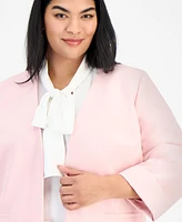 Kasper Plus Women's Cuffed-Sleeve Open-Front Blazer