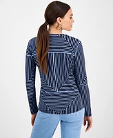 I.n.c. International Concepts Petite Geometric Button-Placket Top, Exclusively for Macy's