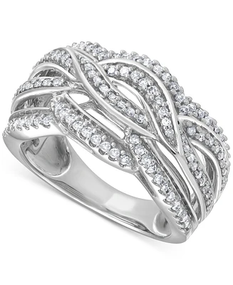 Diamond Intertwined Crossover Ring (1/2 ct. t.w.) in 10k White Gold