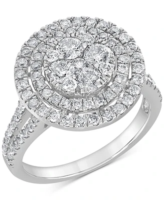 Diamond Double Halo Cluster Ring (1-1/2 ct. t.w.) in 14k White Gold