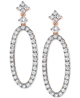 Diamond Open Oval Hoop Drop Earrings (5/8 ct. t.w.) in 14k Rose Gold