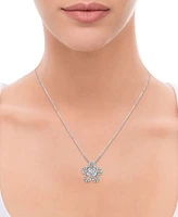 Diamond Flower 18" Pendant Necklace (1/4 ct. t.w.) in 10k White Gold