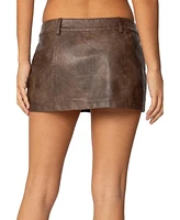 Edikted Women's Scout Washed Faux Leather Skort