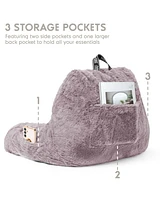 Nestl Faux Fur Supportive Backrest Reading Pillow for Adults & Kids - Dusty Purple