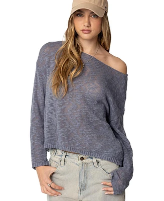 Edikted Women's Bri Oversized Boat Neck Sweater