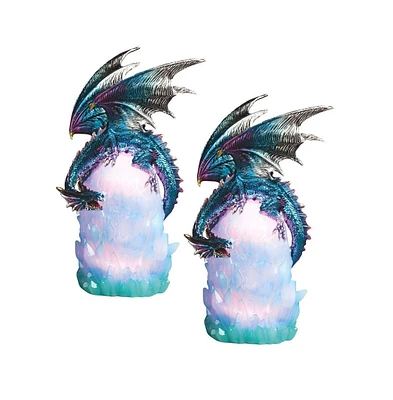 Fc Design "2-pc Set" 10.75"H Led Blue Dragon on Lantern Figurine Statue Ornament Home Room Office Decor and Perfect Ideas for Housewarming, Holidays a