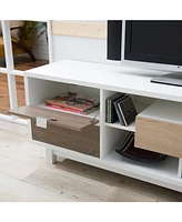 Slickblue Modern Tv Stand Entertainment Center with Wood Accents for Stylish Storage and Display