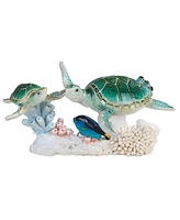 Fc Design "2-pc Set" 8.75"W Two Green Sea Turtles Swimming with Blue Fish Figurine Statue Ornament Home Room Office Decor and Perfect Ideas for Housew