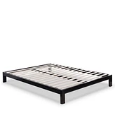 Slickblue Twin Size Asian Style Metal Platform Bed Frame with Wooden Slats for Elegant Support