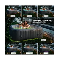 SereneLife 4-Seat Square Inflatable Hot Tub Spa with Led Lights & Remote Control