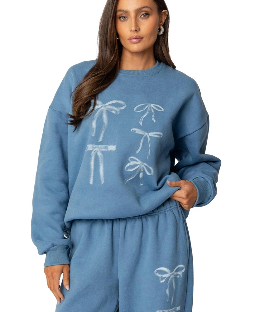 Edikted Women's Bow Bliss Oversized Sweatshirt