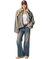 Edikted Womens Mob Wife Faux Fur Jacket