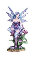 Fc Design "2-pc Set" 10"H Purple Fairy Sitting on Flower Figurine Statue Ornament Home Room Office Decor and Perfect Ideas for Housewarming, Holidays