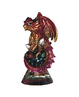 Fc Design "2-pc Set" 4.75"H Red Volcano Dragon Sitting on Grystal Glass Figurine Statue Ornament Home Room Office Decor and Perfect Ideas for Housewar