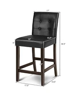 Gymax Set of 2 Bar Stools 25inch Counter Height Barstool Pub Chair Rubber Wood Black