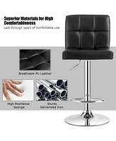 Gymax Set of 4 Pu Leather Bar Stool Swivel Bar Chair w/ Adjustable Height