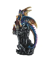 Fc Design "2-pc Set" 4.25"H Blue Dragon on Castle Figurine Statue Ornament Home Room Office Decor and Perfect Ideas for Housewarming, Holidays and Bir