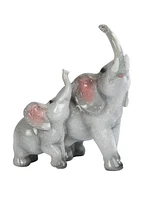 Fc Design "2-pc Set" 5"H Lovely Elephant Family with Trunk Up Figurine Statue Ornament Home Room Office Decor and Perfect Ideas for Housewarming, Holi