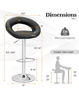Gymax Set of 4 Adjustable Bar Stools Swivel Pub Chairs Barstools Pu Leather