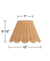 7" Top x 15" Bottom x 9 1/2" High x 9 1/2" Slant Lamp Shade Replacement Medium Brown Empire Round Tapered Farmhouse Coastal Country Natural Rattan Sca