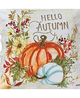 Hello Autumn Pumpkins 18" x 18" Printed and Embroidered Throw Pillow