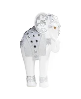 Fc Design "2-pc Set" 9"H Standing Long Legged Elephant with Decorative Gem Statue Slim Elephant in Silver Figurine Statue Figurine Statue Ornament Hom