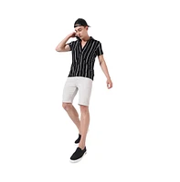 Campus Sutra Men's Black & White Pencil Striped Shirt