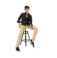 Campus Sutra Men's Grey & Olive Green Gun Club Check Shirt