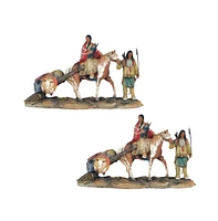 Fc Design "2-pc Set" 8.5"W Indian Family Statue Native American Figurine Statue Ornament Home Room Office Decor and Perfect Ideas for Housewarming, Ho