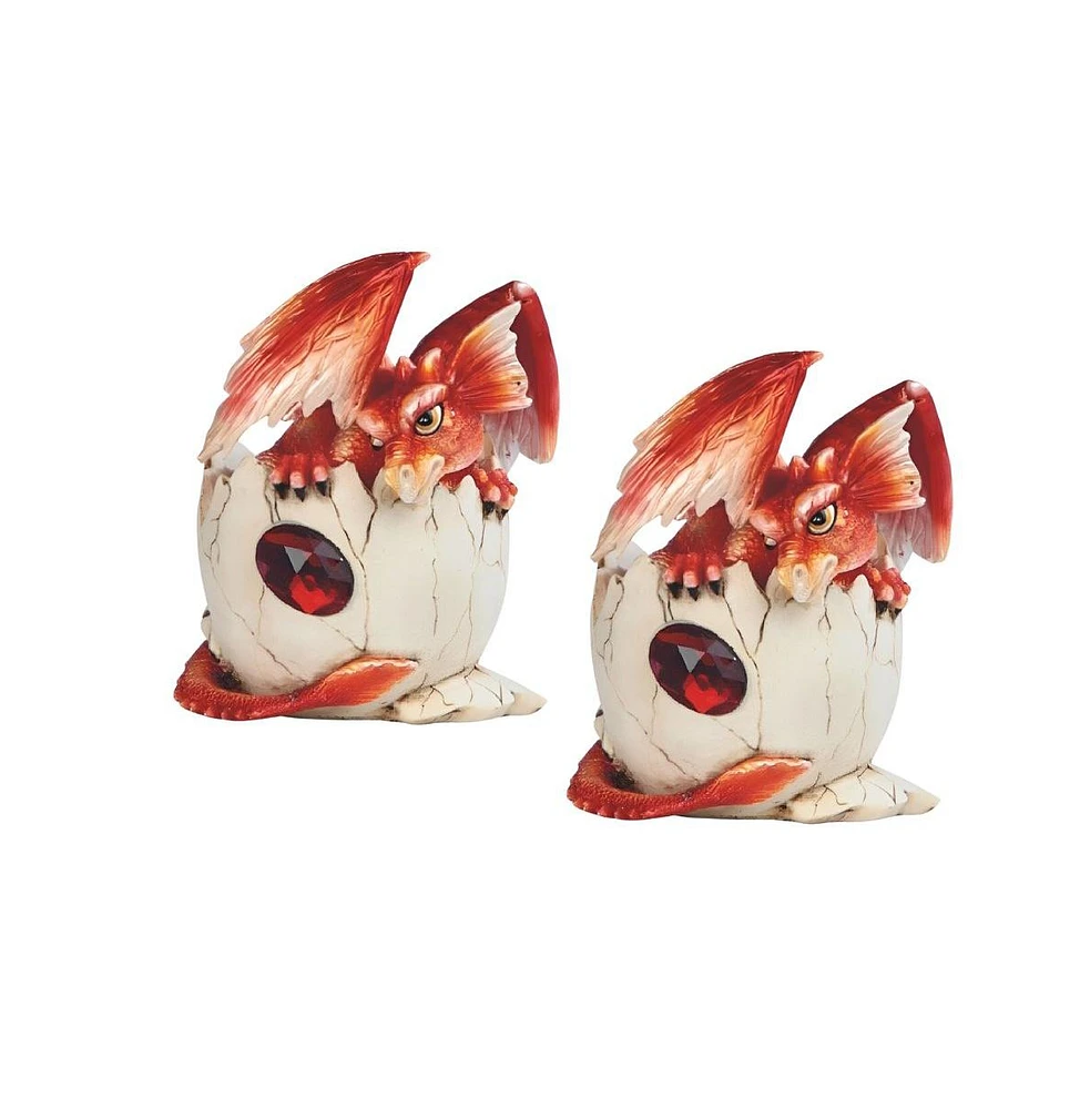 Fc Design "2-pc Set" 4"H January Birthstone Red Dragon Baby Hatchling Figurine Statue Ornament Home Room Office Decor and Perfect Ideas for Housewarmi