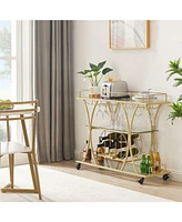 Slickblue Elegant Glass Bar Cart for Stylish Beverage Storage and Serving