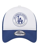 New Era Men's White/Royal Los Angeles Dodgers Spring Training Circle Foam A-Frame 9FORTY Trucker Adjustable Hat