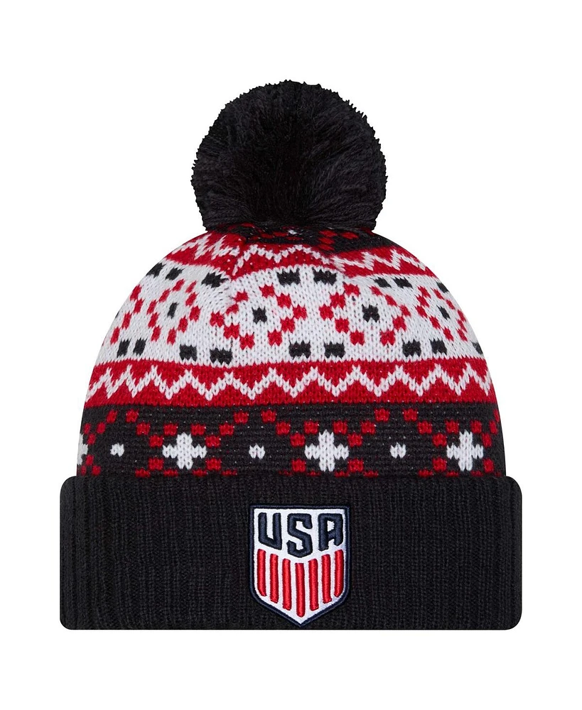 New Era Men's Navy Usmnt Nostalgia Cuffed Knit Hat with Pom