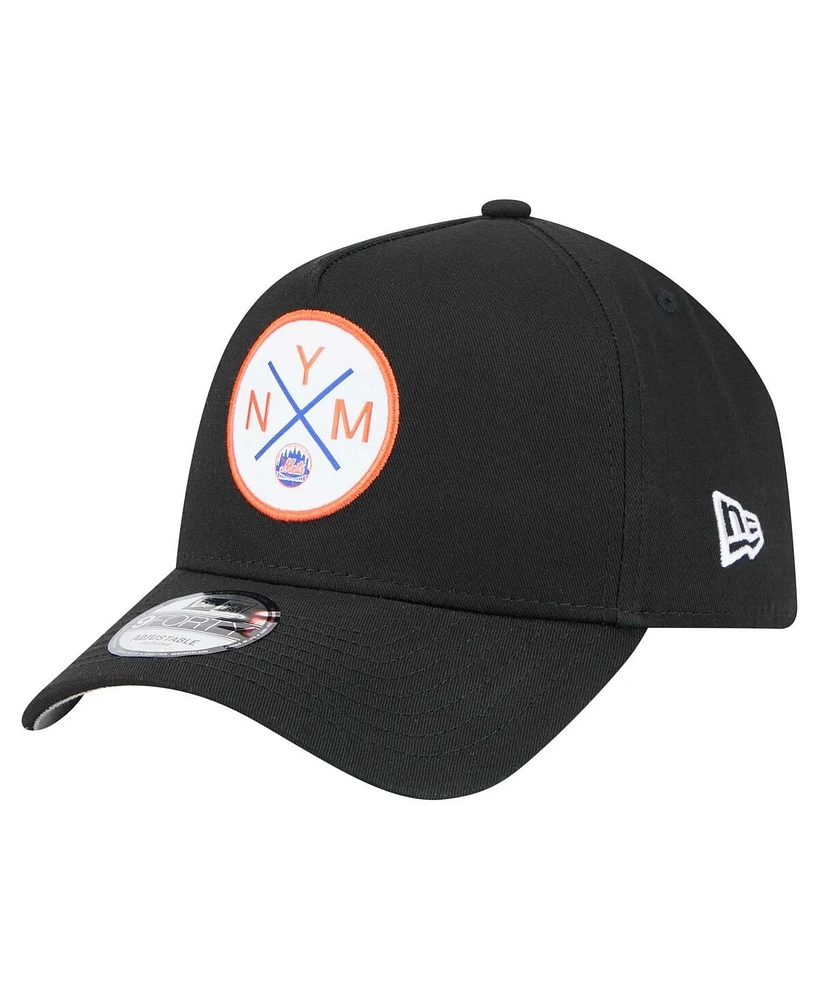 New Era Men's Black New York Mets 9FORTY A-Frame Adjustable Hat