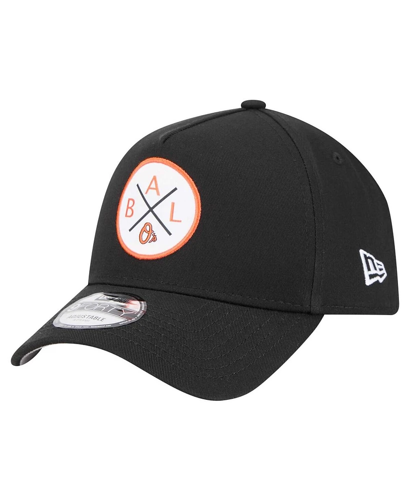 New Era Men's Black Baltimore Orioles 9FORTY A-Frame Adjustable Hat