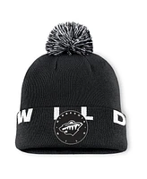 Fanatics Men's Black Minnesota Wild Fundamental High Stick Cuffed Knit Hat with Pom