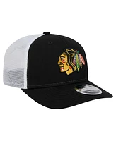 New Era Men's Black Chicago Blackhawks Core Trucker 9SEVENTY Stretch-Snap Hat