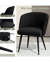 Dyhome Upholstered Fabric Dining Chairs with Black Metal Legs, Modern Curved Backrest Kitchen Chairs